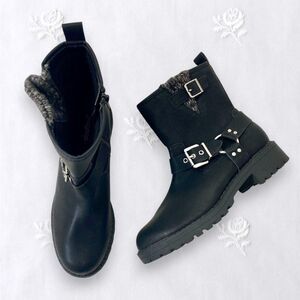 NEW Jellypop Black Gray Fabric Chunky Buckle Harness Biker Combat Boots US 9 M